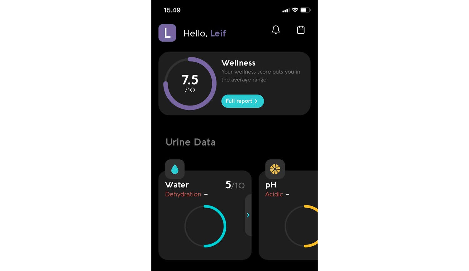 Vivoo app: Testresultater i Vivoo app'en.